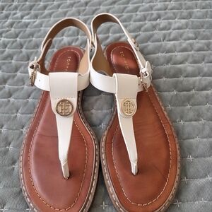 Tommy Hilfiger Women's White and Brown Sandals
